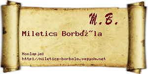 Miletics Borbála névjegykártya
